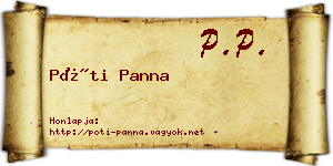 Póti Panna névjegykártya